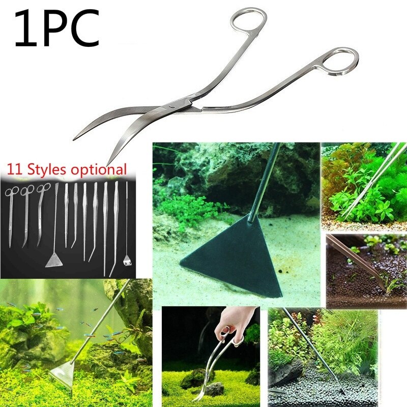 1 Pc Aquarium Planten Gereedschappen Aquascaping Pincet Schaar Spatel Tool-Rvs Aquarium Tank Aquascaping Gereedschap Voor Vis