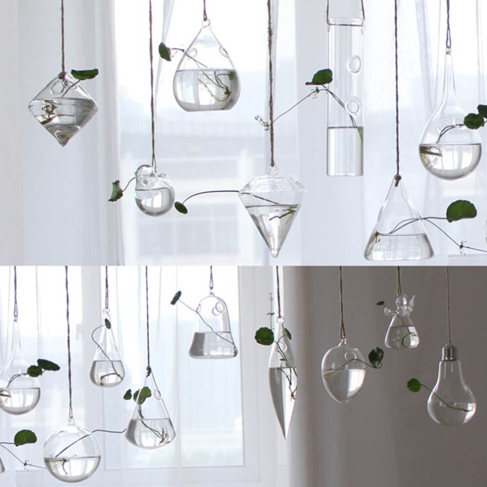 Creatieve Opknoping Hydrocultuur Glazen Vaas Bloem Vaas Glas Planter Transparant Terrarium Container woonkamer Bruiloft Decoratie