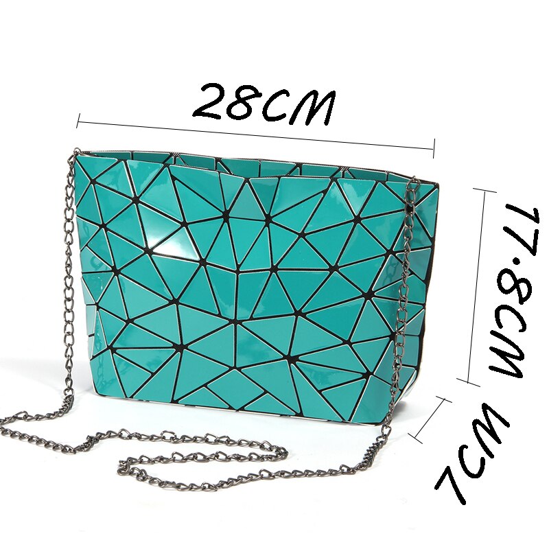 Crocrogo Frauen Mädchen Geldbörse Leucht Geometrische Schulter Taschen Multi Reflektierende Umhängetaschen BlingBling mit Ketten