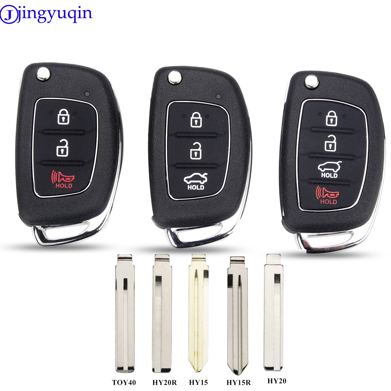 Jingyuqin-clé télécommande à 3 boutons de remplacement 3/4 boutons, housse de protection pour voiture Hyundai IX35 i20, lame non gravée