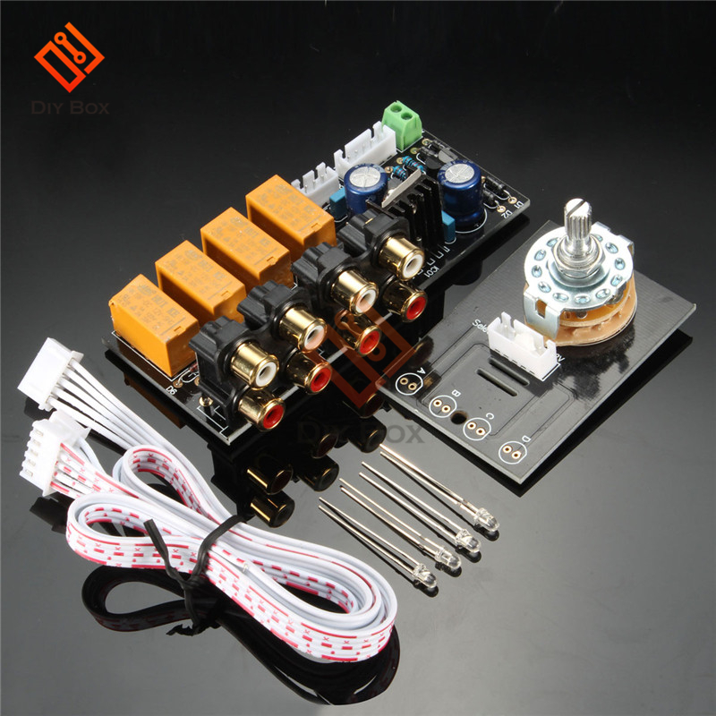 Audio Input Signal Selector Relay Board 4 CH Signal Switching RCA for Amplifiers Speaker sound equipment home music diy kit