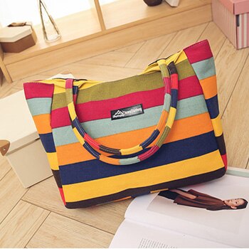 Mara Traum Damen Einzel Schulter Strand Taschen Wasserdichte Leinwand Zipper Faltbare Floral Gedruckt Stirp Einkaufstasche Tote Frauen