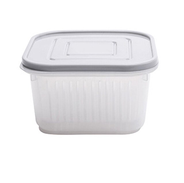 Square Dual-layer Airtight Fruit Food Storage Box Draining Strainer Container Kitchen Drain Storage Box Lid Drain storage box: Light Green