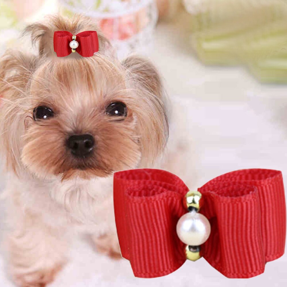Lazos para el pelo de perro, cinta de goma con lazo para cachorros y gatos, colores mezclados, 10 unidades