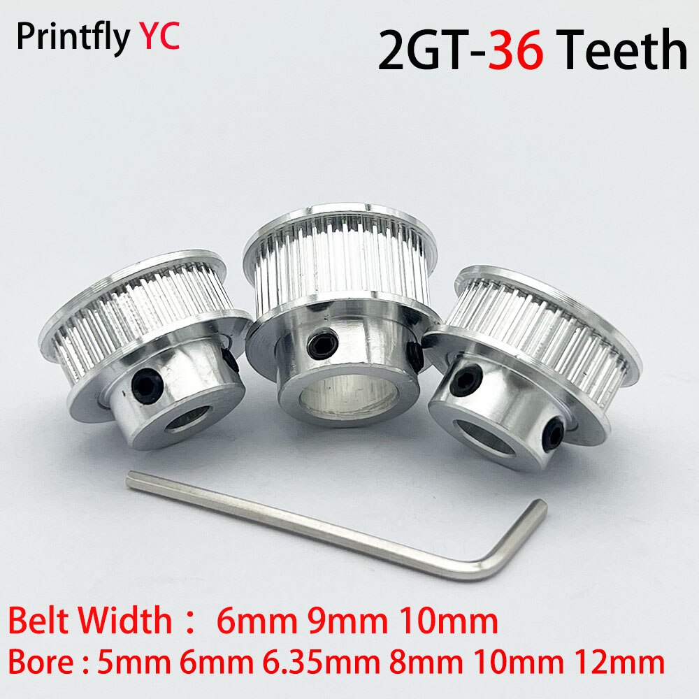 3D Drucker Parts36 Zähne 2GT Timing Pulley Bohrung 5/6/6.35/7/8/10mm für GT2 Öffnen zahnriemen breite 6/9mm kleine spiel 36Tee