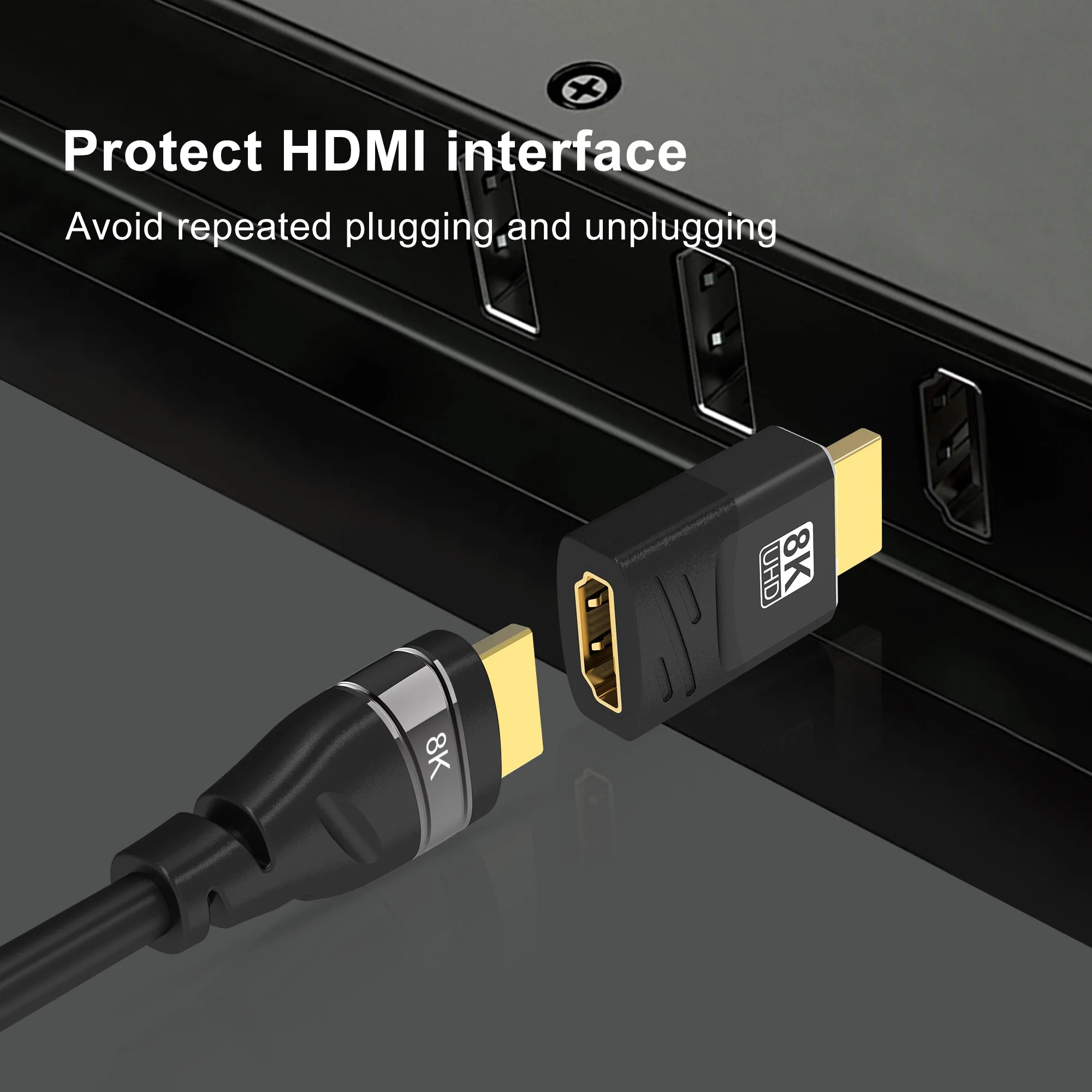 HDMI 2.1 Adapter 90 Graden 270 Graden HDMI Man-vrouw 8K 60Hz 4K 120Hz 48Gbps HDR Video voor Laptop HD TV Projector Adapter