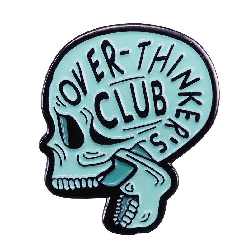 Over-thinkers club soft enamel pin mental health anxiety OCD badge Halloween gothic accessory