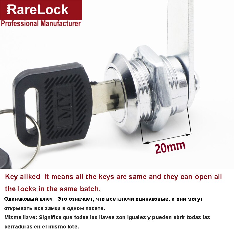 4 Size Lade Cam Slot Met 2 Sleutels Voor Mailbox Archiefkast Gereedschapskist Locker Meubilair Hardware Rarelock Een: Keyed Alike 20mm