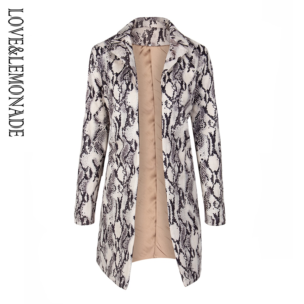 LOVE & LEMONADE Grey Snake Pattern Lapels Straight Jacket LM81603T