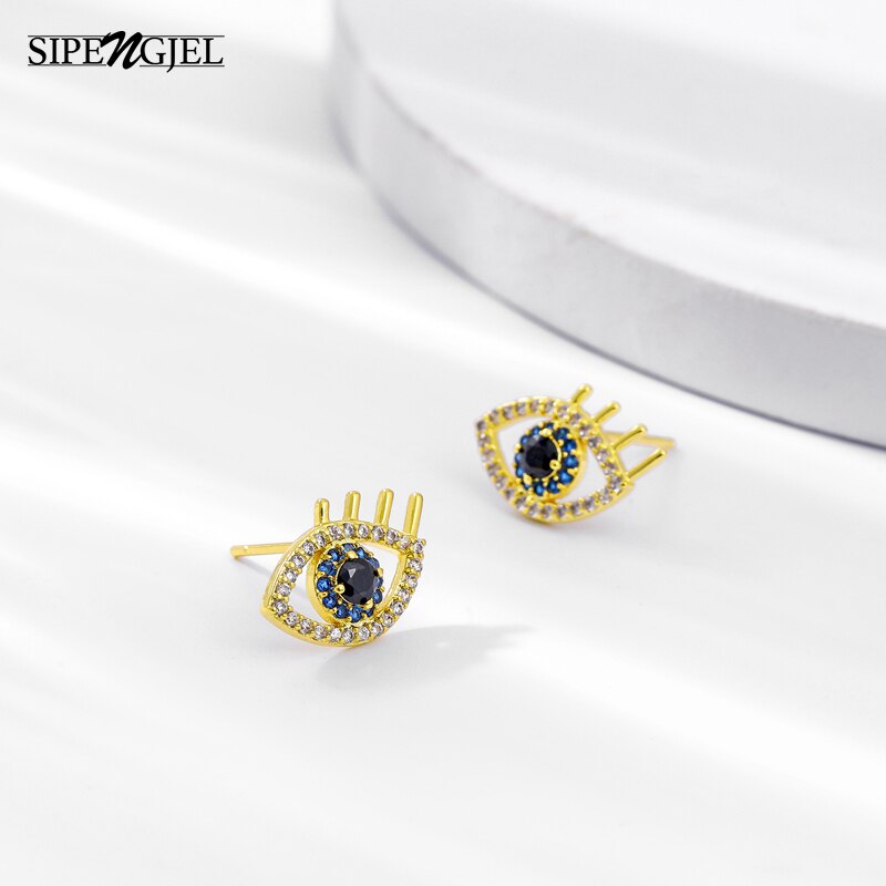 SIPENGJEL Mosaik kubisch Zirkon Blau Auge Ohrringe Gute auge Zucht Ohrringe Für Woemn Hochzeit Schmuck