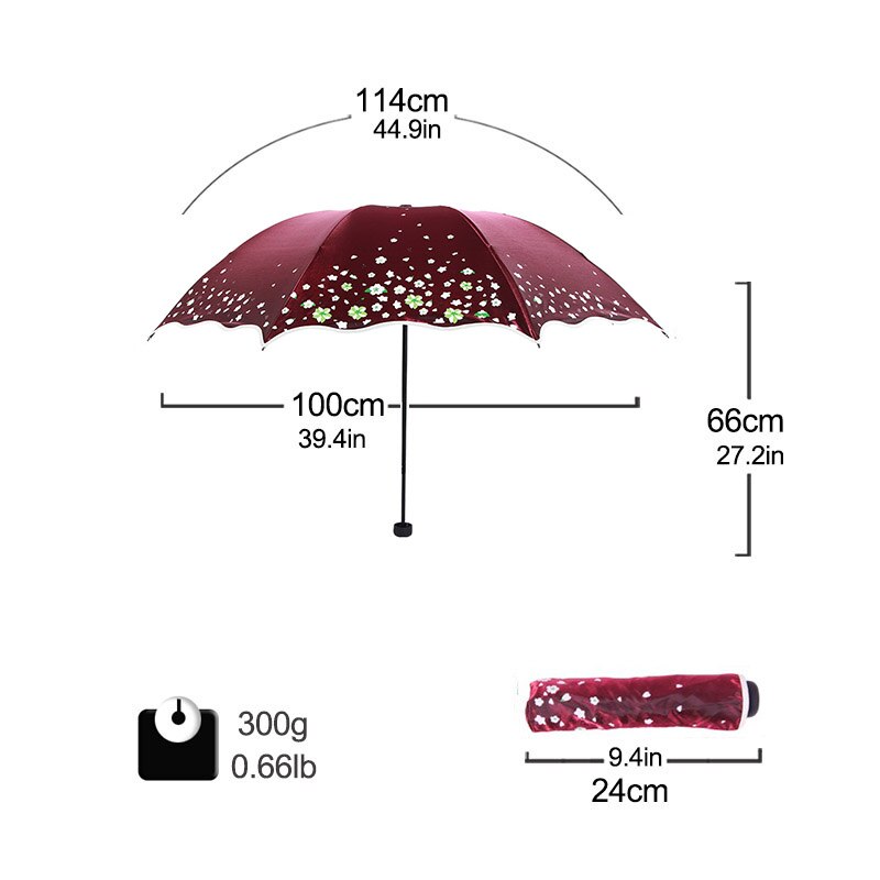 Flower Umbrella Parasol Female Folding Chinese Light Anti-UV Girl Sun Umbrella Rain Women