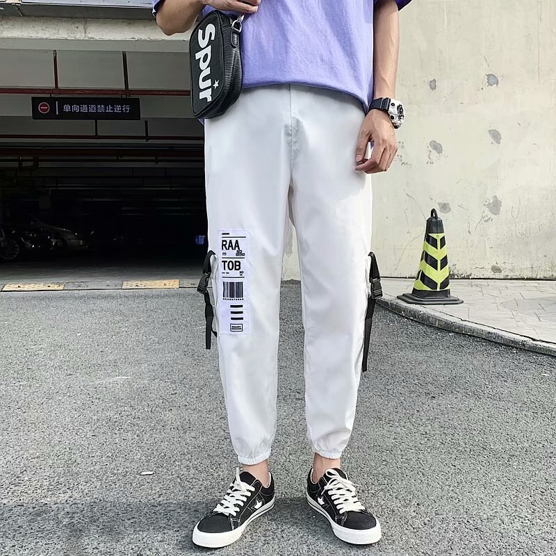 Ribbons pantalones Harem para hombre, pantalones elásticos de cintura para hombre, pantalones de Hip Hop para ocio, novedad de , pantalones casuales de de verano para hombres