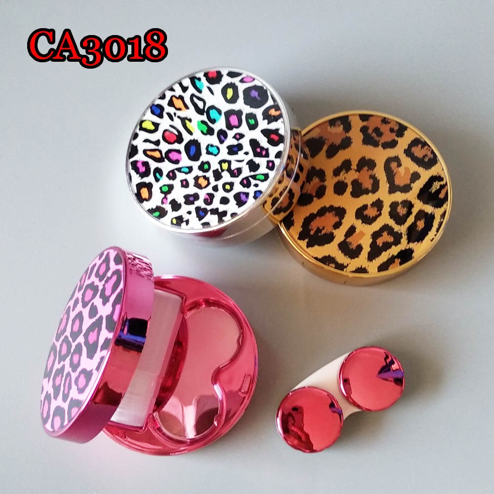 Étuis pour lentilles de Contact léopard Sexy avec miroir boîte à robe animale pratique étui à lentilles de Contact sac d'économie CA3018