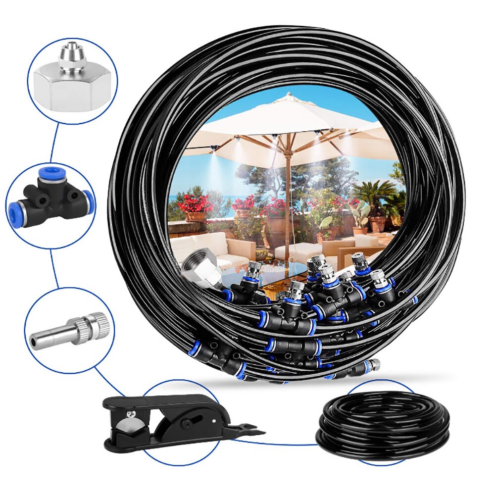 10/15/20m Mist Cooling System Outdoor Misting Kit For Patio Garden Greenhouse Trampoline DIY Irrigation System