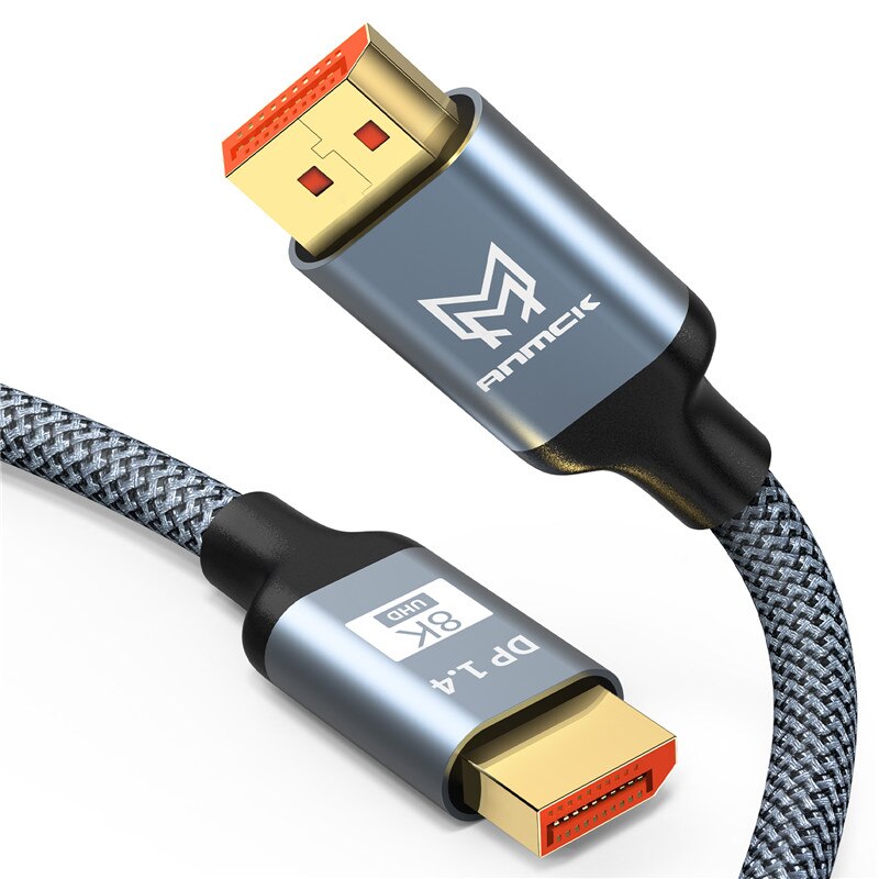 8K Displayport Cable,Anmck Bidirectional Steady Transmission DP to DP 1.4 8K@60Hz Cable UHD Nylon Braided Display Port Lead: DP 1.4 Braided / 1m