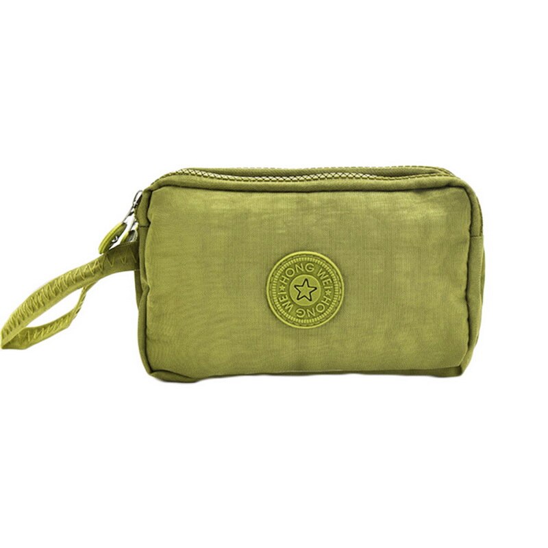 Nueva cartera de lona para mujer, bolso de teléfono móvil informal de Color sólido, bolsa de mano Horizontal con cremallera de tres capas, billeteras estándar para mujer: green