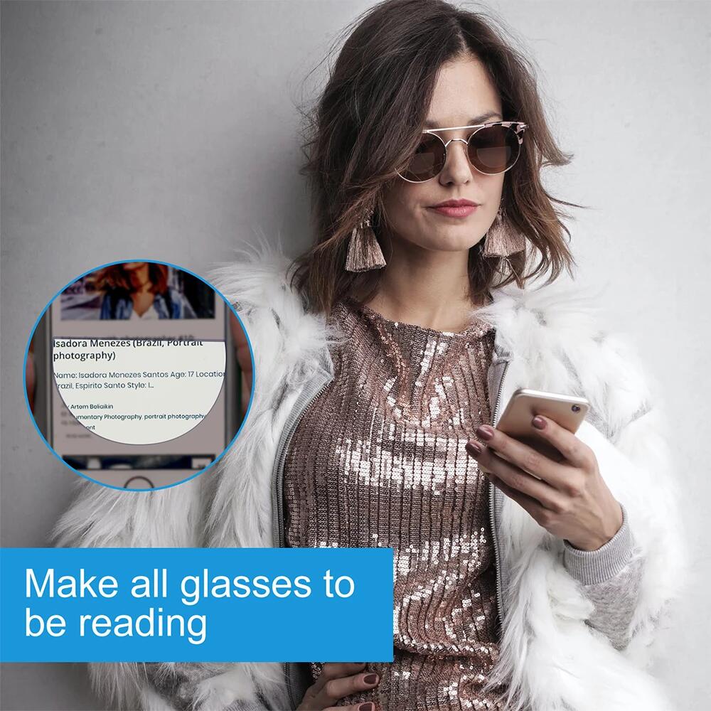 Anti Blue Light Stick-on Magnification Bifocal Lenses Adhesive Stick Reading Lenses Reusable for Safety and Sunglass 1.25 1.75