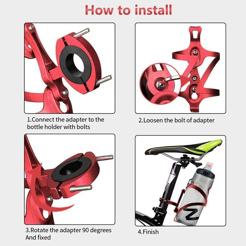 -Bicycle MTB Water Bottle Clip Cage Holder Clamp Handlebar Bracket Mount Seatpost Handlebar Front Fork Frame Tube