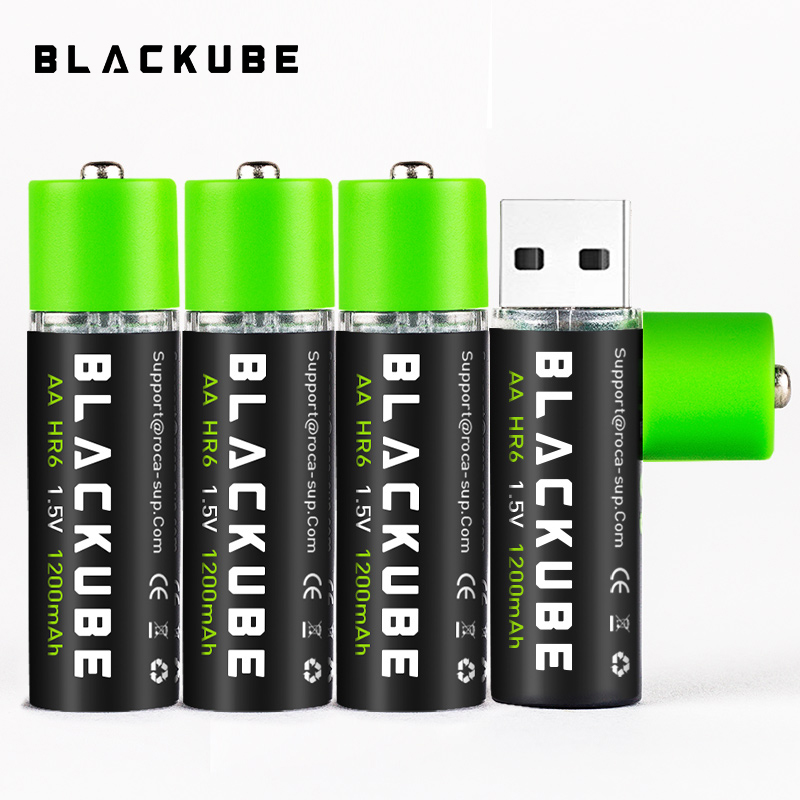 Blackube Aa 1200 Mah 1.5 V 1800 Mah Batterijen Voltage Bescherming Usb Oplaadbare Lithium Batterij
