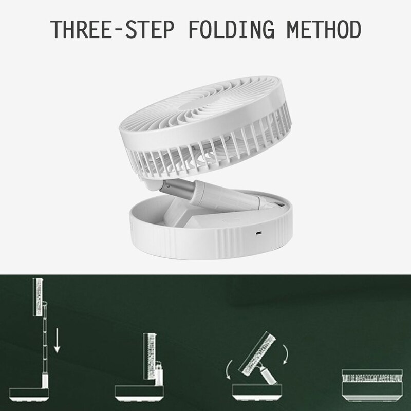 Desk Table Oscillating Fan Portable Folding Telescopic USB Powered Adjustable Height Pedestal Fans 77UB