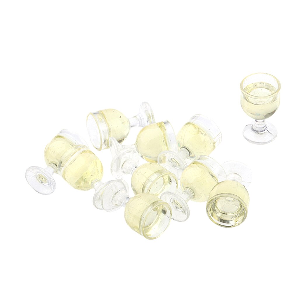 Set of 10 Pieces 1/12 Scale Wine Glasses Champagne Cups Goblet Model Foods Groceries for Dolls House Accessories