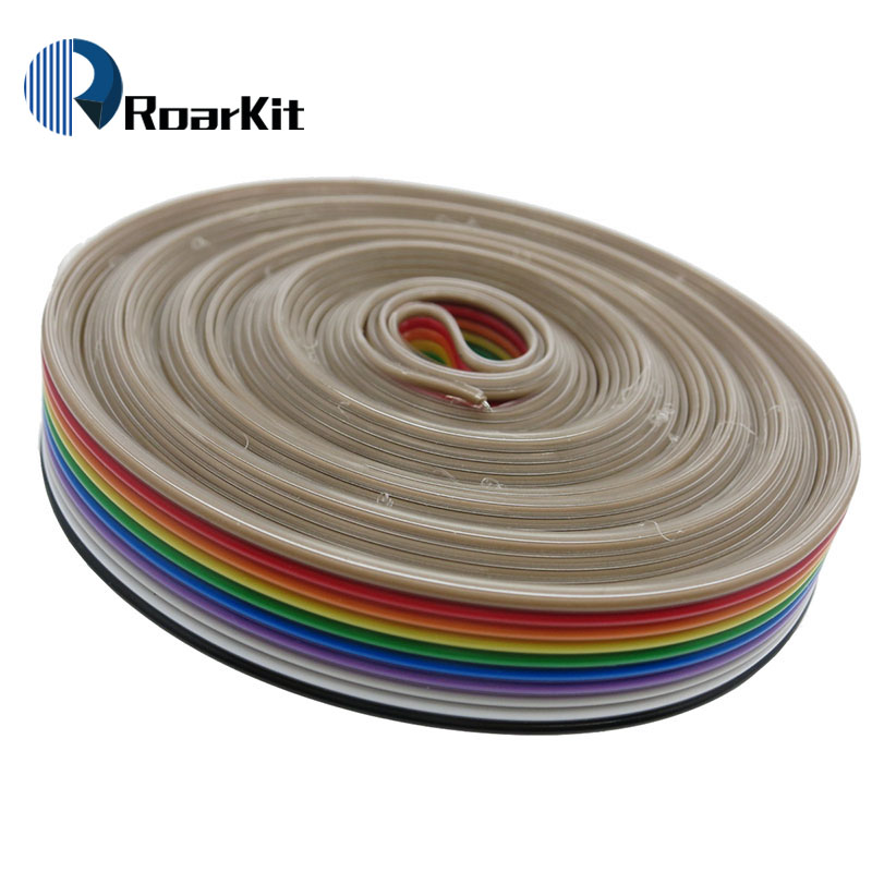 ribbon cable 10 WAY Flat Color Rainbow Ribbon Cable wire Rainbow Cable 10P ribbon cable 1.27MM pitch 5meters/lot