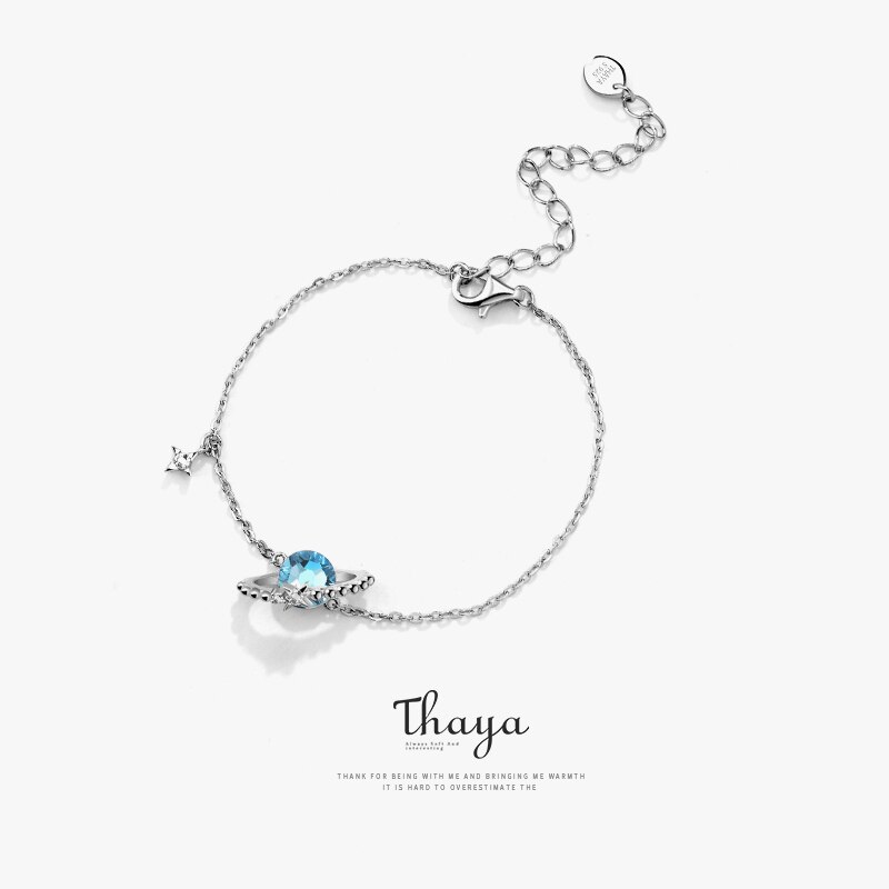 Thaya 100% 925 Sterling Zilveren Armband Klassieke Blauwe Handgemaakte Kristal Armband voor Vrouw Elegante Speciale Sieraden