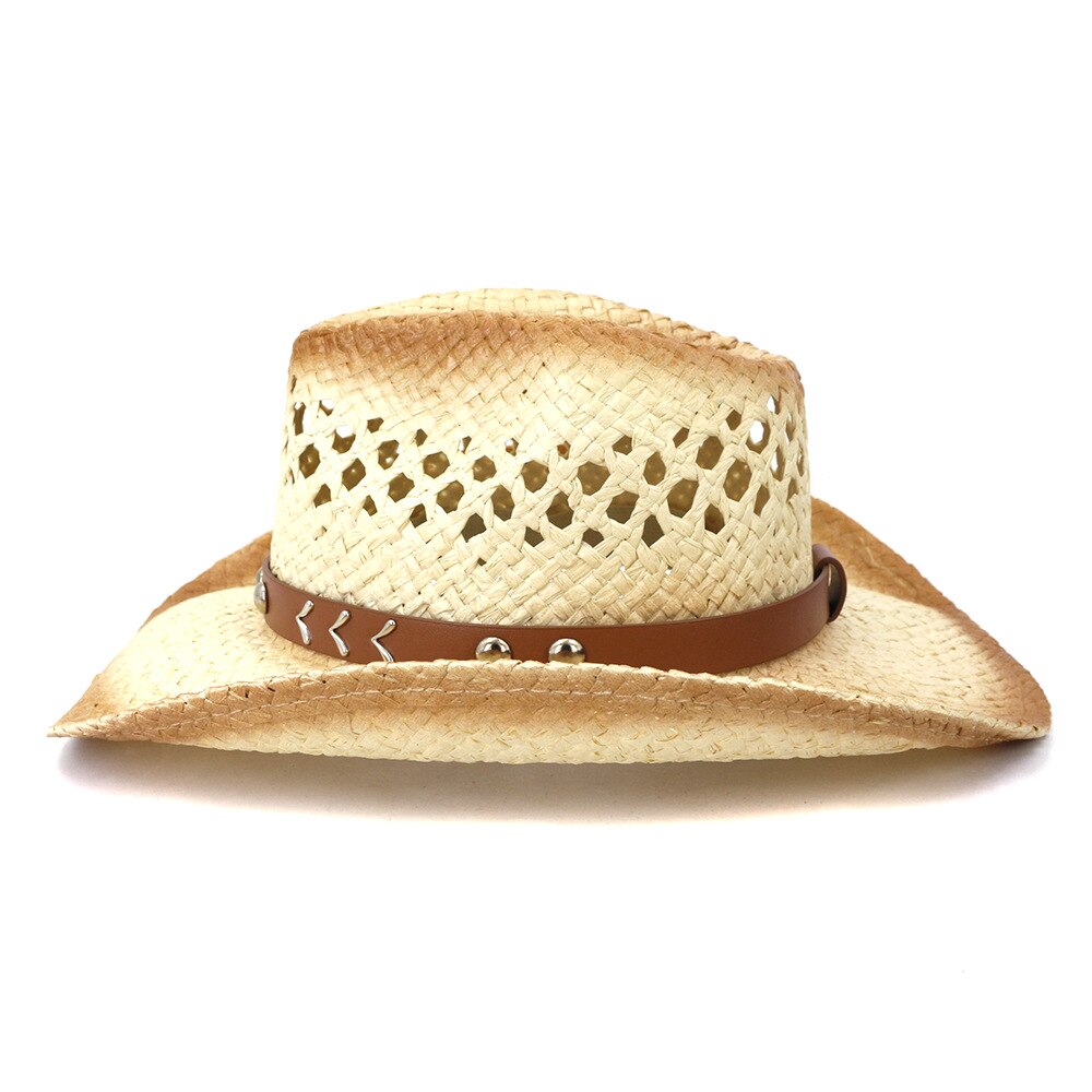 Hoaree cowboy chapéus estilo ocidental verão chapéu de palha artesanal tricô aba larga panamá rosa roxo preto cáqui chapéu de sol