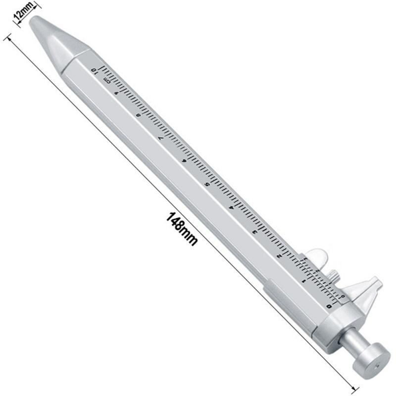 Vernier Caliper Tool Ballpoint Pen Silver Vernier Caliper Multifunction Pen School Marker Pen 0-100MM Measuring