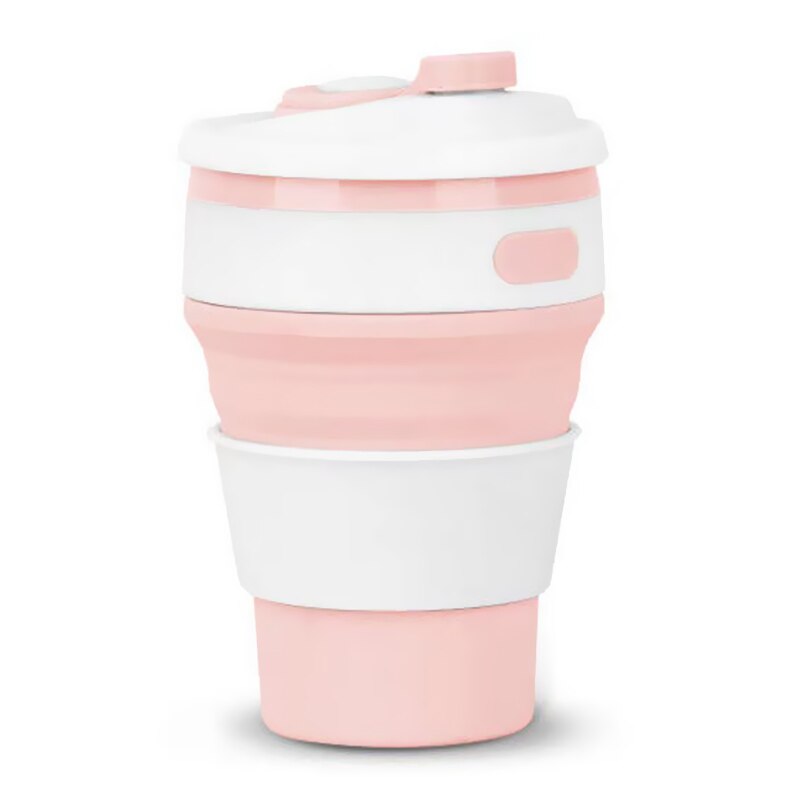 Draagbare Siliconen Cup Vouwen Siliconen Telescopische Drinken Inklapbare Koffie Cup Opvouwbare Silica Mok Koffie Cups: pink