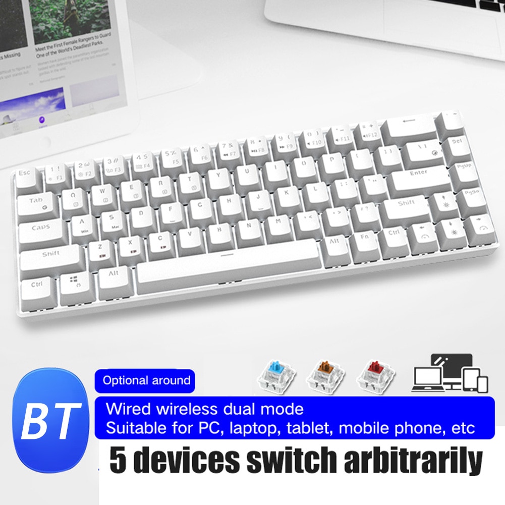 VODOOL RK855 RGB 68 Keys Wireless Bluetooth Gaming Mechanical Keyboard Blue Red Brown Switch Keyboard For PC Laptop Office
