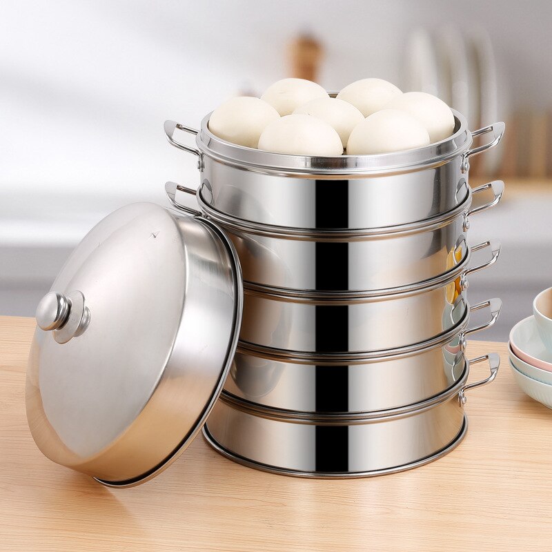 Stainless Steel Food Steamed Instant Pot Steamer Rack Cooker with Cover Food Steaming Tray Grid Double Ear Kitchen Cooking Tool