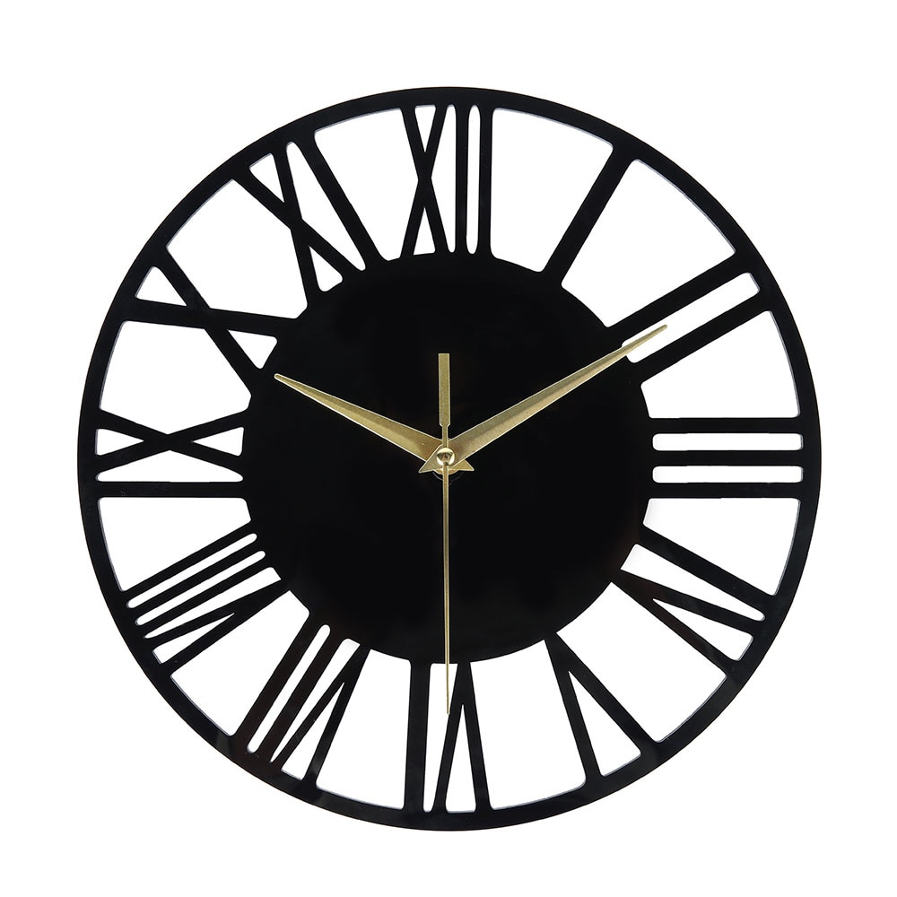 Nordic Metal Roman Numeral Wall Clocks Retro Iron Art Black Gold Large Hanging Ornament Home Decoration Big Wall Clock Garden
