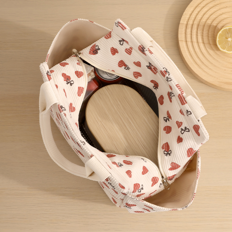 Sztruksowa torba na lunch Izolacja termiczna Pudełko na drugie śniadanie Torebka do przechowywania Wielofunkcyjna torba termoizolacyjna dla dzieci Piknik FoodPouch