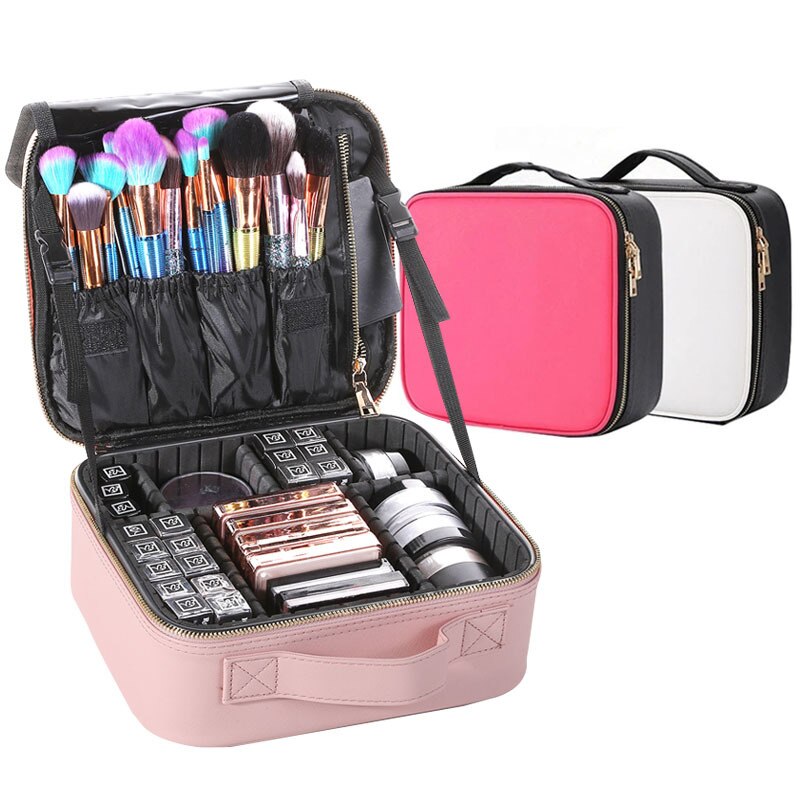 Female Beauty Makeup Case Brushes Organizer Storage Box Bolsa Maquillaje Women Cosmetic Bag For Makeup Suitcase