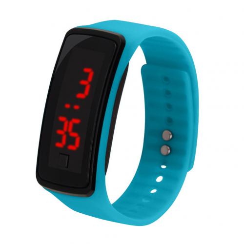 Kids Digital Watch Kids Sport Silicone Adjustable Band LED Screen Electronic Digital Wrist Watch Bracelet Clock montre enfant: Lake Blue