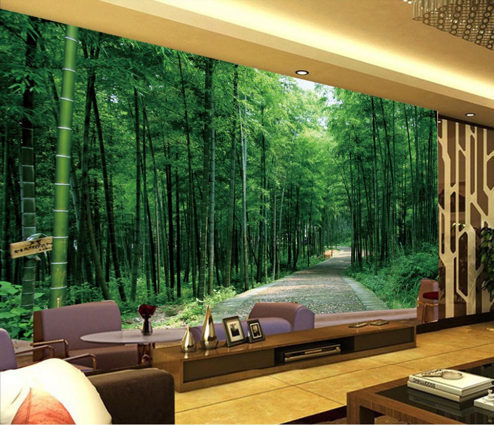Waterproof Self-adhesive Wall Stickers TV Backdrop Wall Mural Hotel Living Room Landscape Photo Wallpaper Decal Forest