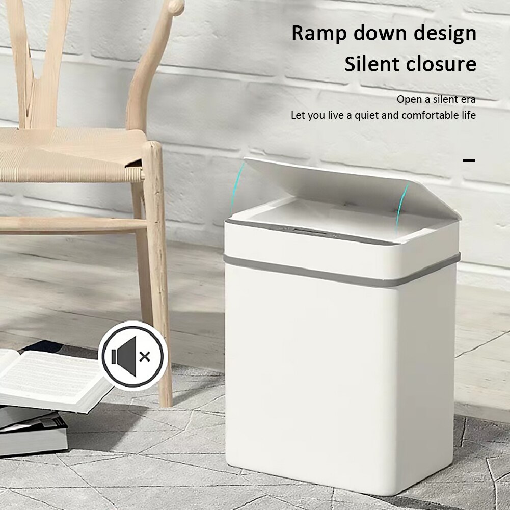 Bidone automatico con coperchio, sensore di movimento, cestino da bagno intelligente, impermeabile, per camera da letto, soggiorno, cucina, (bianco) | Leroy Merlin