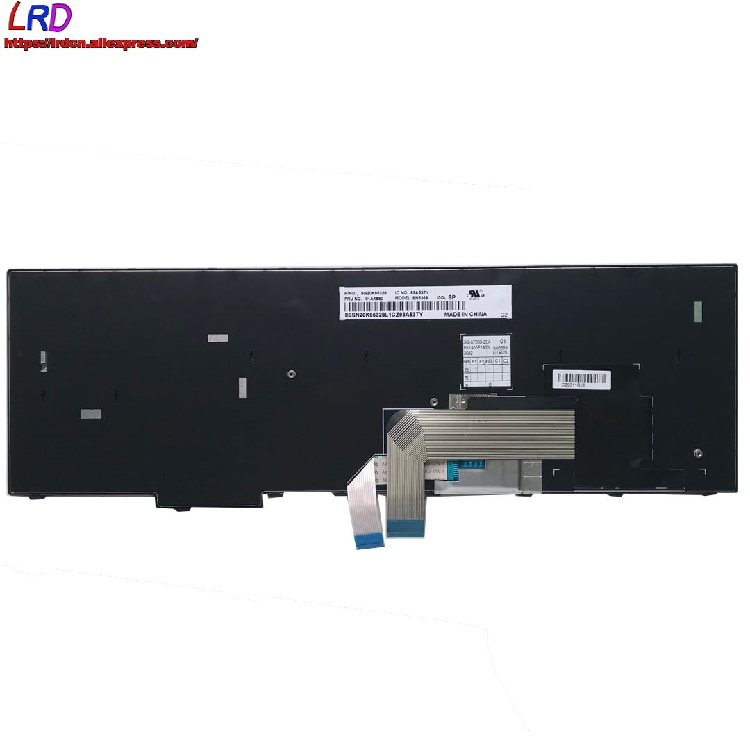 Clavier espagnol Latin ES pour ordinateur portable Lenovo Thinkpad E550 E555 E560 E565,