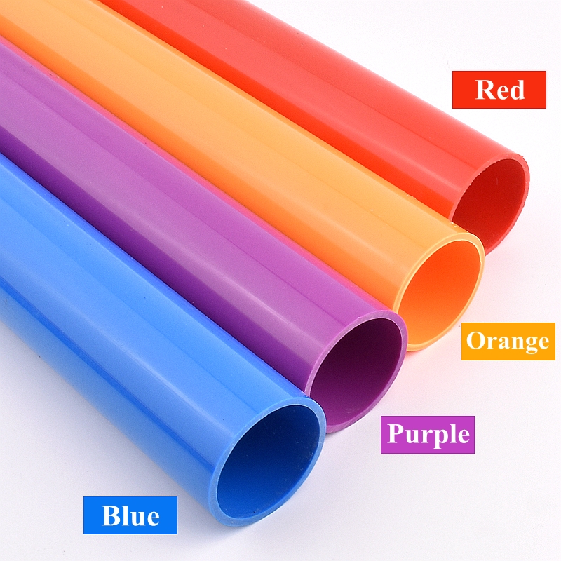 50cm PVC Water Pipe 25~50mm Red/Orange/Blue/Purple Aquarium Fish Tank Water Supply Pipeline Garden Irrigation Household PVC Pipe
