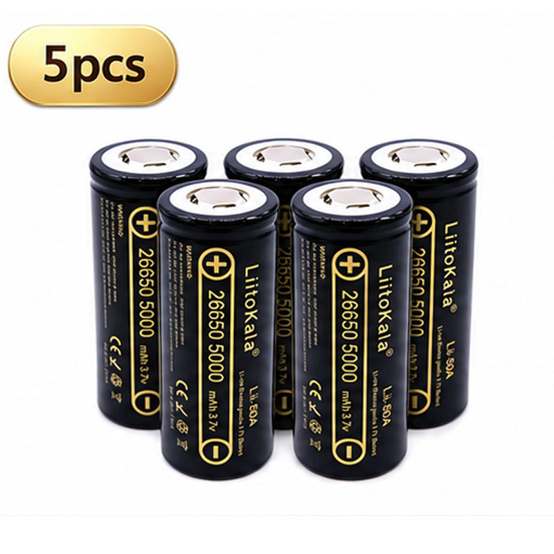 1-10pcs LiitoKala Lii-50A 26650 5000mAh High Capacity 3.7V Lithium Battery For Flashlight Li-ion Rechargeable Battery 26650-50A: SKY BLUE
