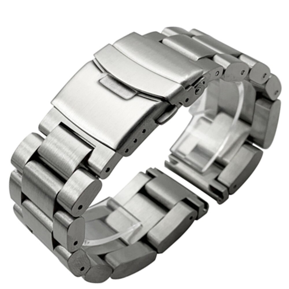 Solid Thickening 5.5mm 316L Stainless Steel Watchbands Silver 22mm 24mm 26mm Metal Watch Band Strap Wrist Watches Bracelet: Silver / 26mm