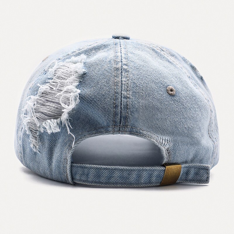 Casquette de Baseball en Denim délavée unisexe, chapeau ajustable avec trous déchirés, style hip hop, idéal pour les sports de plein air