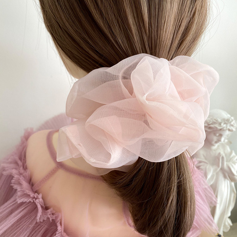 Para mujer, Scrunchie de encaje de gran tamaño para el cabello, cuerdas elásticas para el cabello de Color sólido, lazos para el cabello, banda para el cabello, accesorios elegantes para el cabello