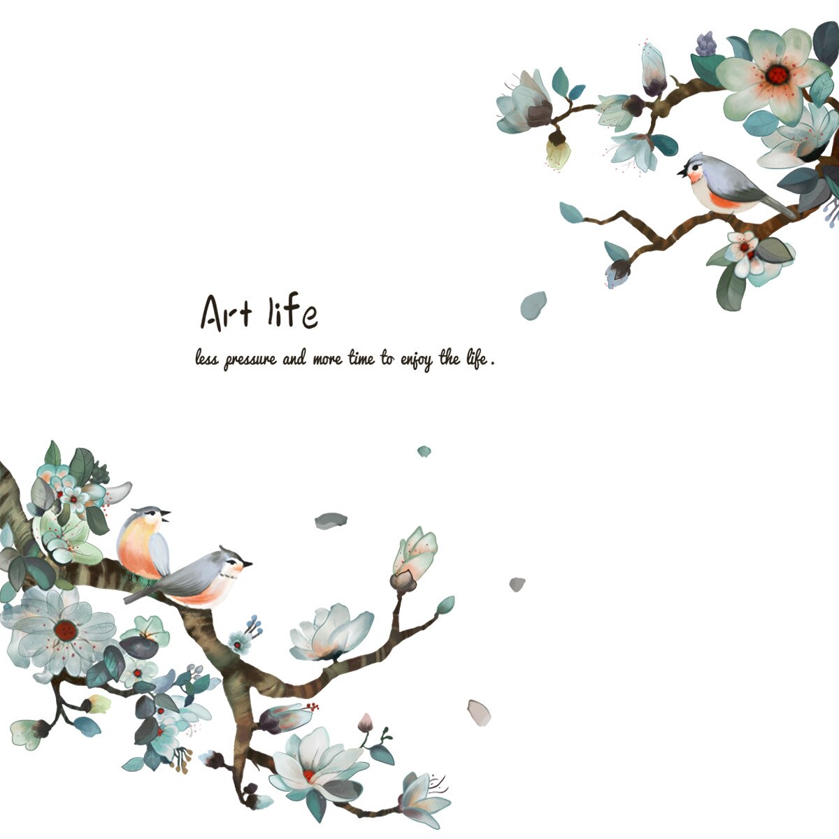 Ink Chinese Wind Branch Bird Glass Sticker Window Window Double-Sided Visual Decorative Wall Sticker