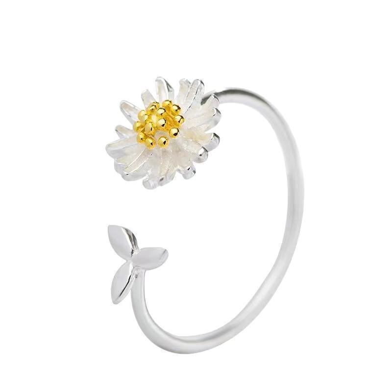 Trendy Koreaanse Stijl Bloem Ringen Voor Vrouwen Punk Vintage Pruimenbloesem Ring Kleine Daisy Bloem Ringen Party Paar R: R438-4