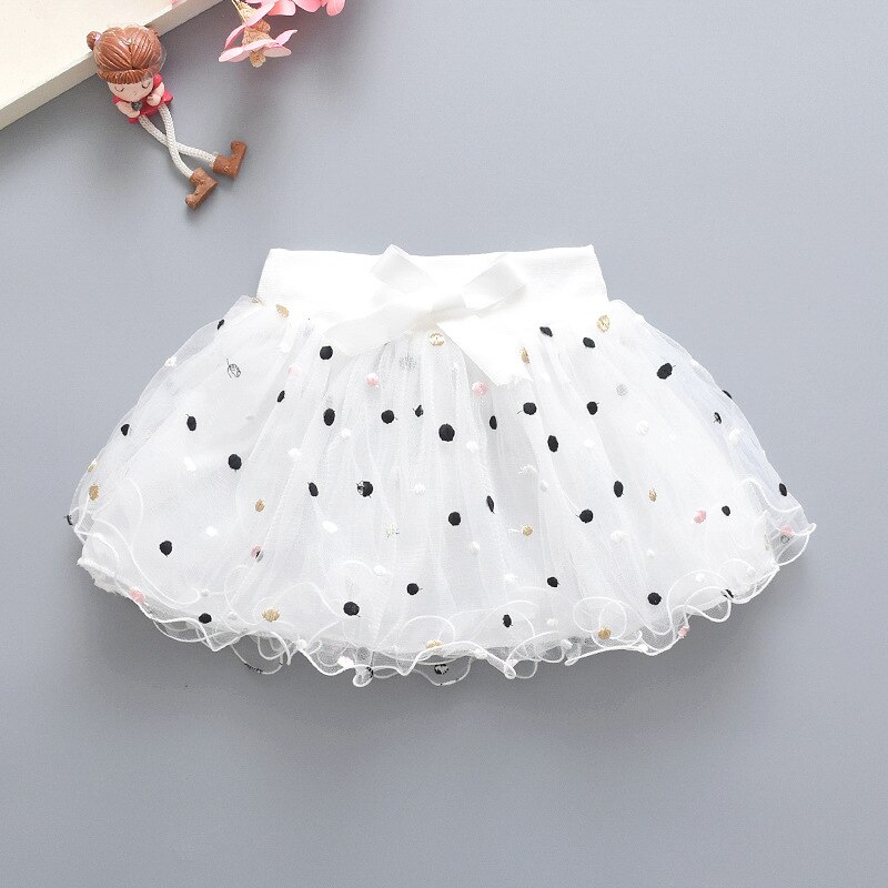 Levering Kinderen Snoep Mooie Gaas Jurk Baby Rok Dot 4 Kleur 0-3year: WHITE / 0-6m(6)