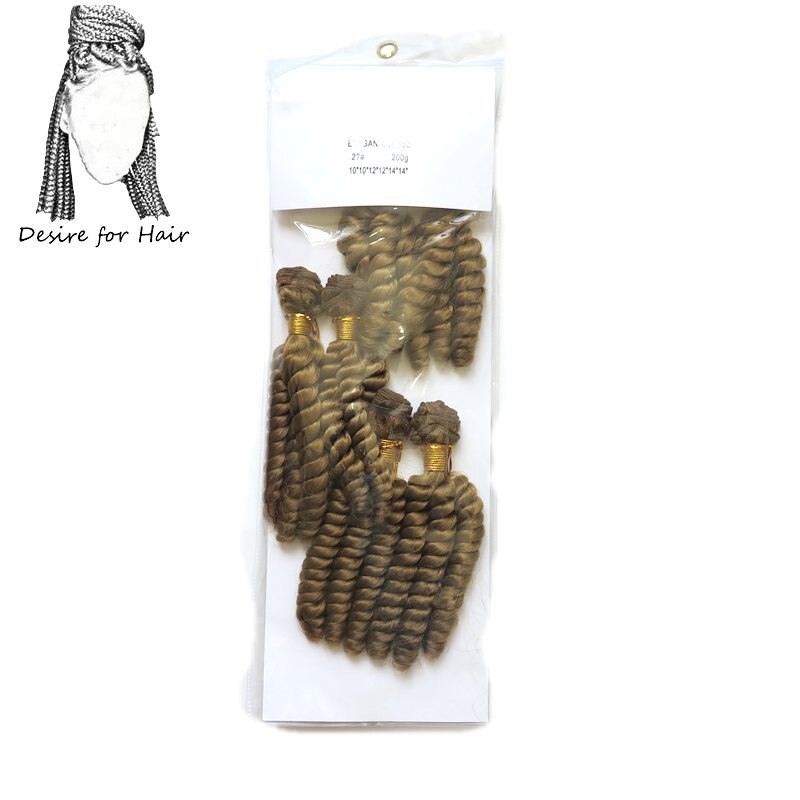 Deseo de pelo 1 paquete 200g 6 mechones 10 pulgadas-14 pulgadas extensiones de pelo ondulado mechones sintéticos resistentes al calor en tejido suelto color marrón