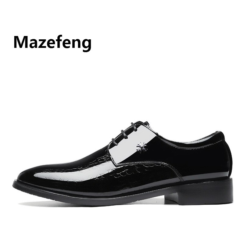 Zapatos de vestir para hombre de Mazefeng, zapatos de piel sintética a la , zapatos de punta estrecha para boda, calzado Formal transpirable para hombre