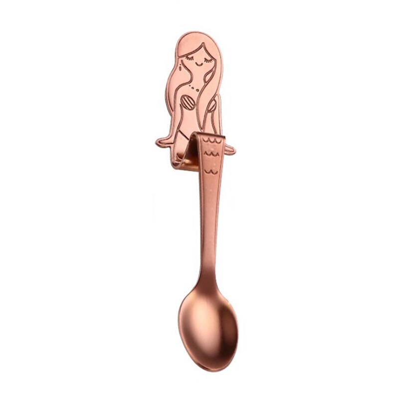 Lange Steel Rvs Roer Mermaid Koffie Lepel Ijs Dessert Thee Lepel Voor Picknick Keuken Bestek Drinken Gadget: Rose Gold